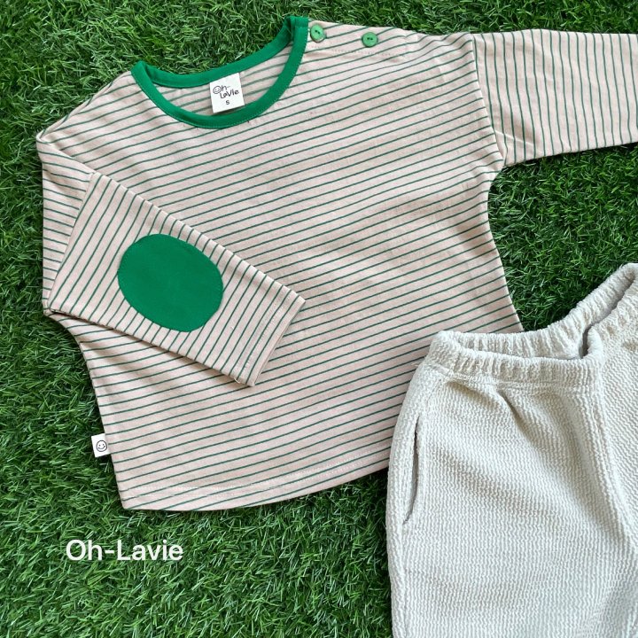Oh lavie - Korean Children Fashion - #childofig - Round Patch Stripe Tee - 9