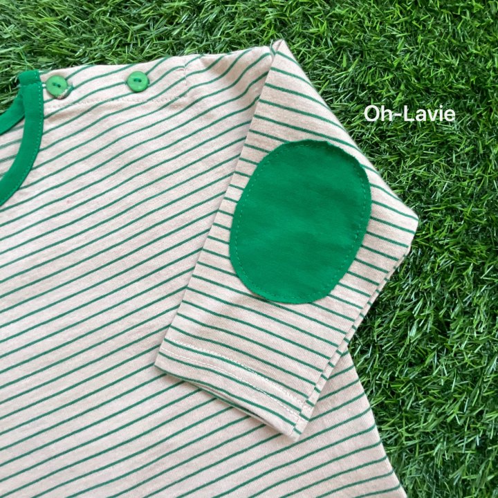 Oh lavie - Korean Children Fashion - #childrensboutique - Round Patch Stripe Tee - 10