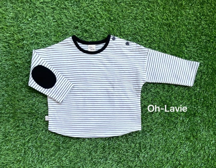 Oh lavie - Korean Children Fashion - #kidzfashiontrend - Round Patch Stripe Tee - 2