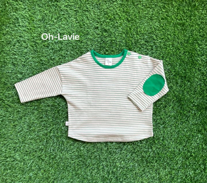 Oh lavie - Korean Children Fashion - #Kfashion4kids - Round Patch Stripe Tee - 4