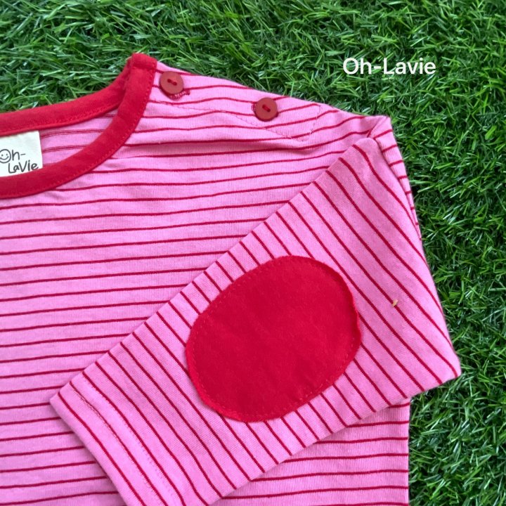 Oh lavie - Korean Children Fashion - #minifashionista - Round Patch Stripe Tee - 6