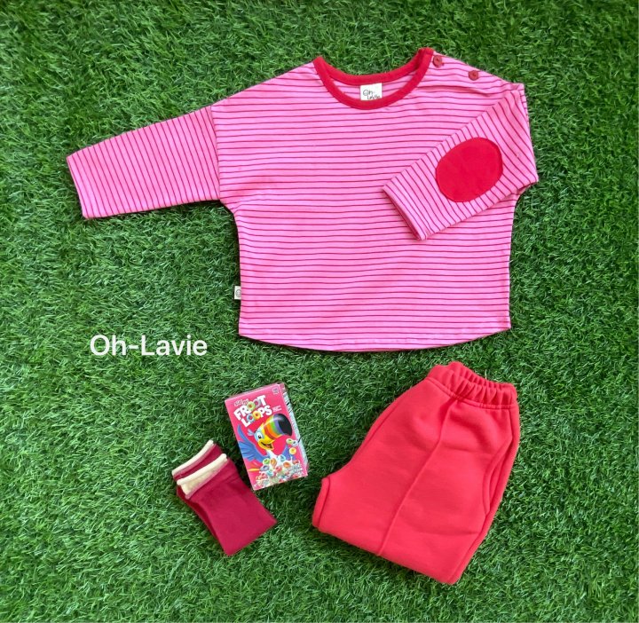 Oh lavie - Korean Children Fashion - #prettylittlegirls - Round Patch Stripe Tee - 7