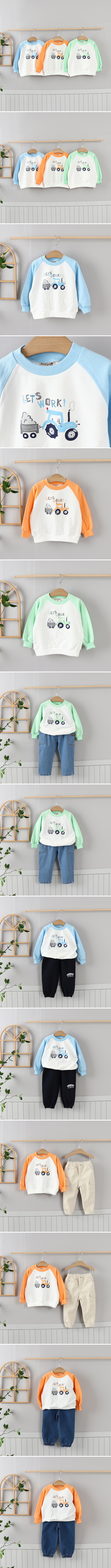 Olive denim - Korean Children Fashion - #designkidswear - Raglan Car Tee