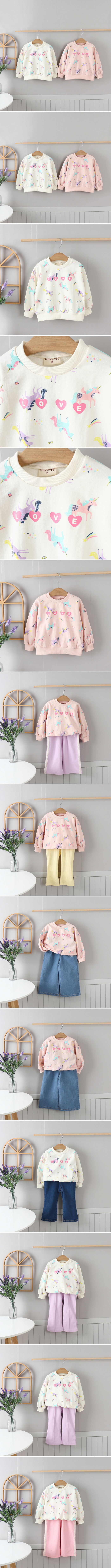 Olive denim - Korean Children Fashion - #fashionkids - Heart Unicorn Tee