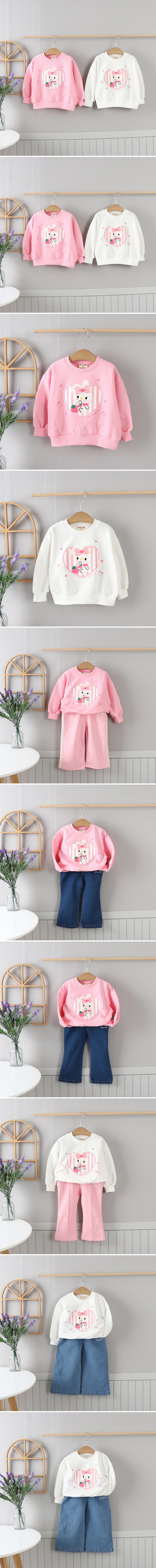 Olive denim - Korean Children Fashion - #littlefashionista - Embroidered Bunny Tee