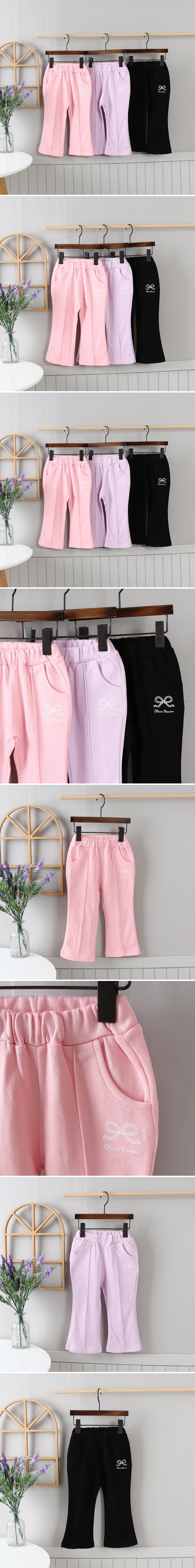 Olive denim - Korean Children Fashion - #stylishchildhood - Ribbon Bootcut Pants