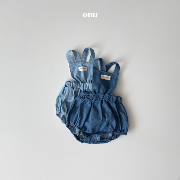 Onu - Korean Baby Fashion - #babyootd - Bebe Denim Suspender Suit