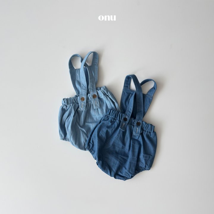 Onu - Korean Baby Fashion - #onlinebabyboutique - Bebe Denim Suspender Suit - 5
