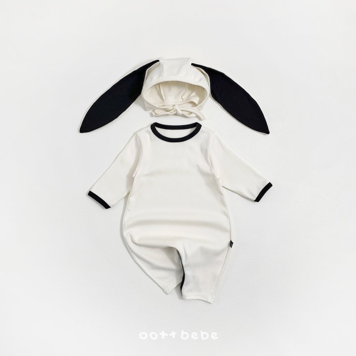 Oott Bebe - Korean Baby Fashion - #babyboutique - Modal Heart All-in-One Suit Bunny Bonnet Set - 7