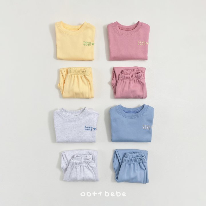 Oott Bebe - Korean Baby Fashion - #babyboutiqueclothing - Love Oott Top Bottom Set