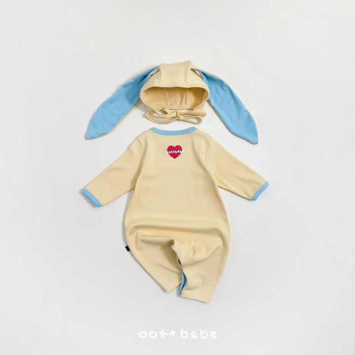 Oott Bebe - Korean Baby Fashion - #babyboutiqueclothing - Modal Heart Full Bodysuit Bunny Bonnet Set - 9