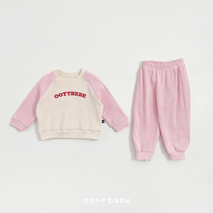 Oott Bebe - Korean Baby Fashion - #babyfashion - Lettering Waffle Set - 11