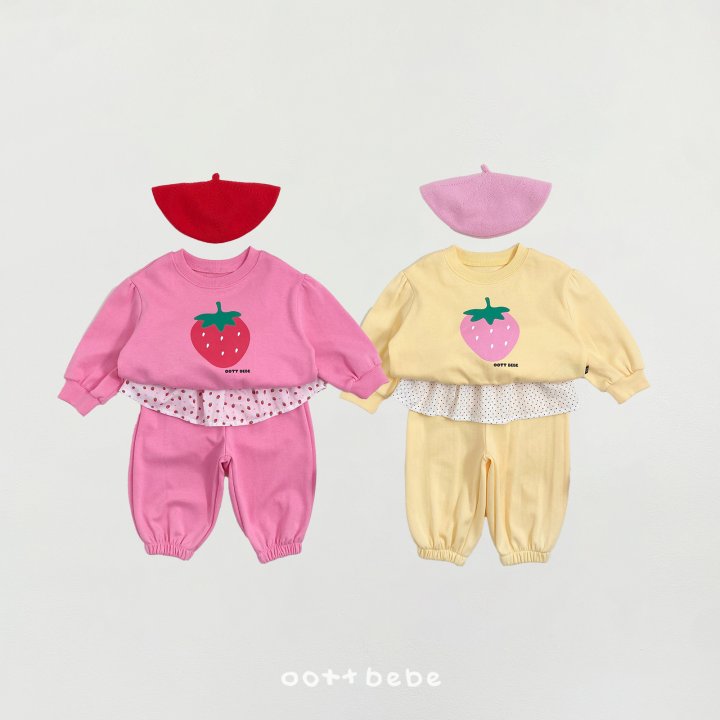 Oott Bebe - Korean Baby Fashion - #babygirlfashion - Strawberry Jam Girls Set