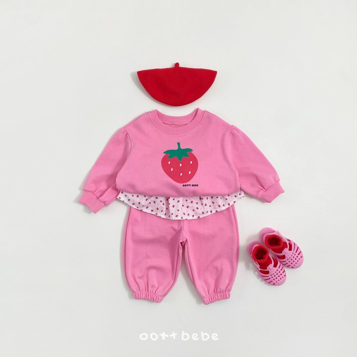 Oott Bebe - Korean Baby Fashion - #babyoninstagram - Strawberry Jam Girls Set - 3