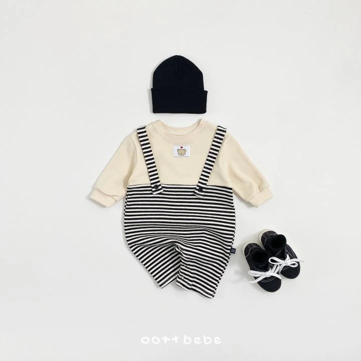 Oott Bebe - Korean Baby Fashion - #babyoninstagram - Peekaboo Suspender All-in-One Suit - 8