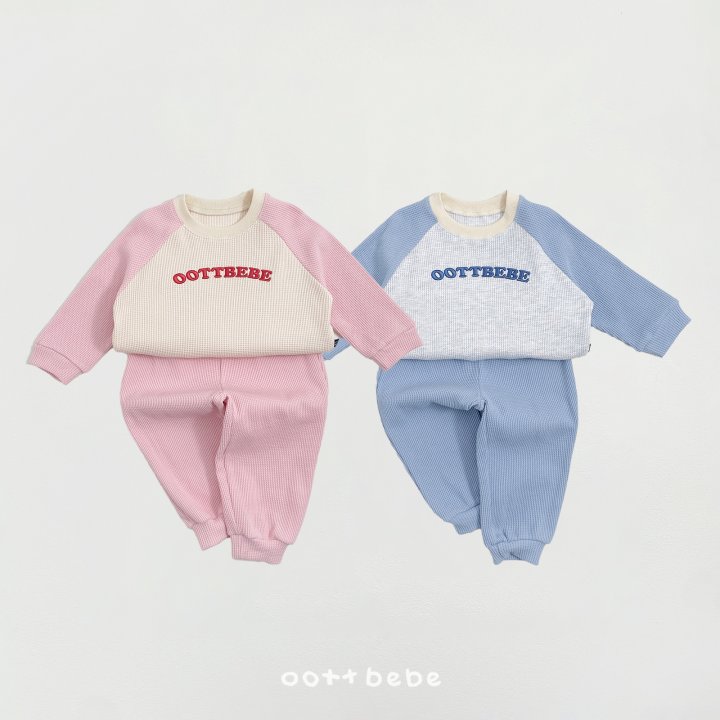 Oott Bebe - Korean Baby Fashion - #babyootd - Lettering Waffle Set