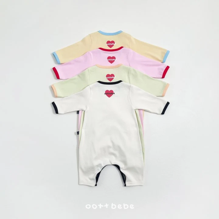 Oott Bebe - Korean Baby Fashion - #babyoutfit - Modal Heart Full Bodysuit Bunny Bonnet Set - 3