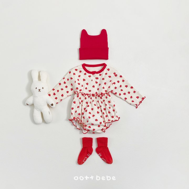 Oott Bebe - Korean Baby Fashion - #babyoutfit - Strawberry Sandwich Bloomer Set - 3