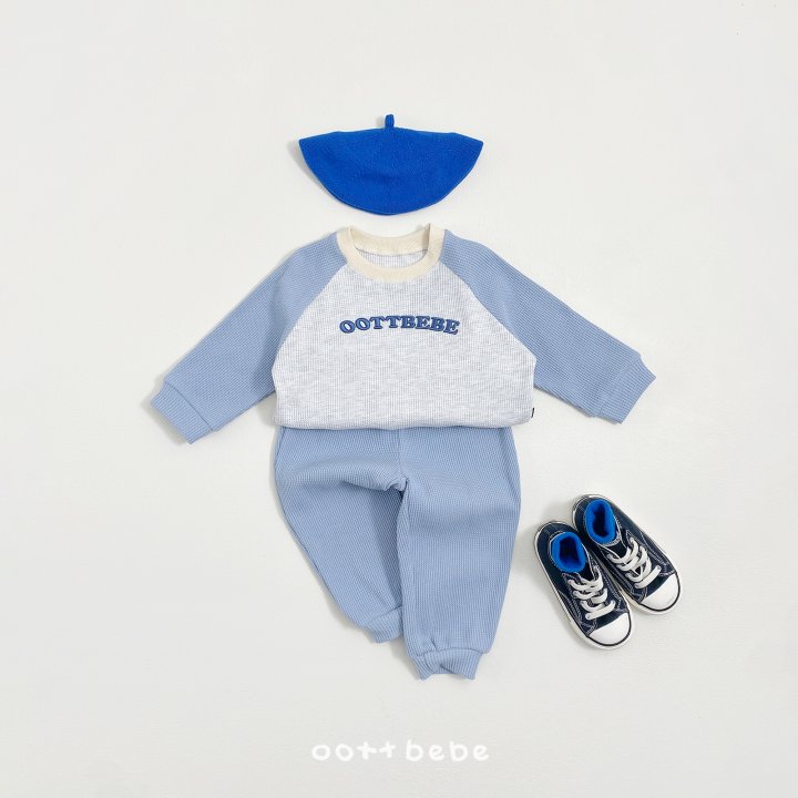 Oott Bebe - Korean Baby Fashion - #babyoutfit - Lettering Waffle Set - 3