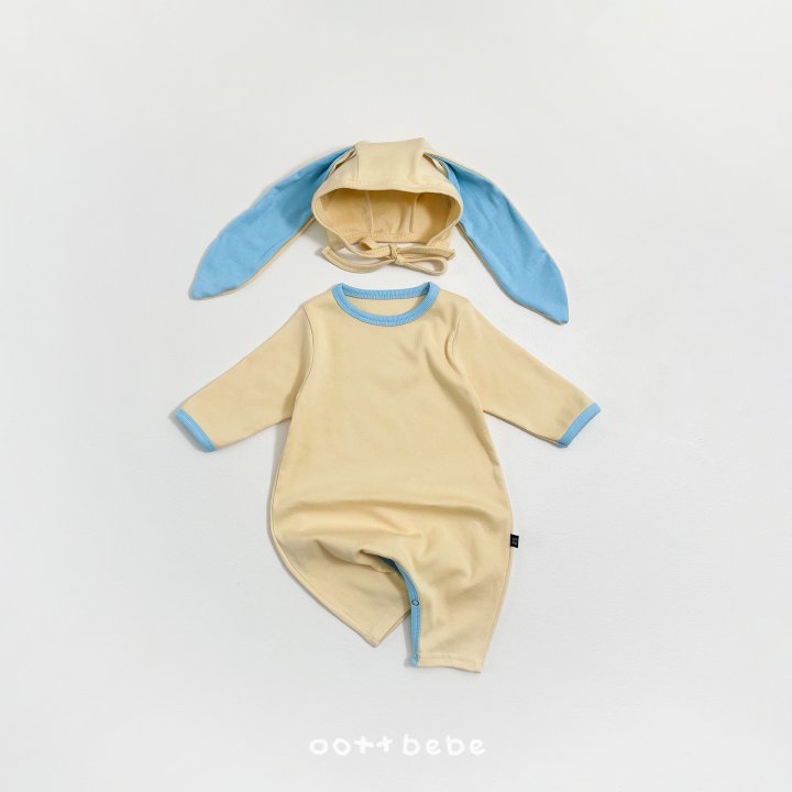 Oott Bebe - Korean Baby Fashion - #babywear - Modal Heart All-in-One Suit Bunny Bonnet Set - 4