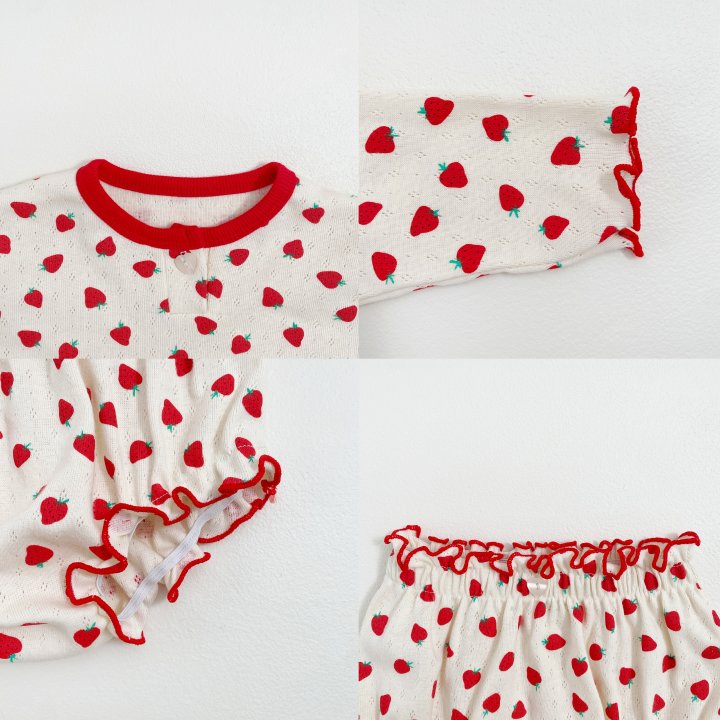 Oott Bebe - Korean Baby Fashion - #onlinebabyshop - Strawberry Sandwich Bloomer Set - 7