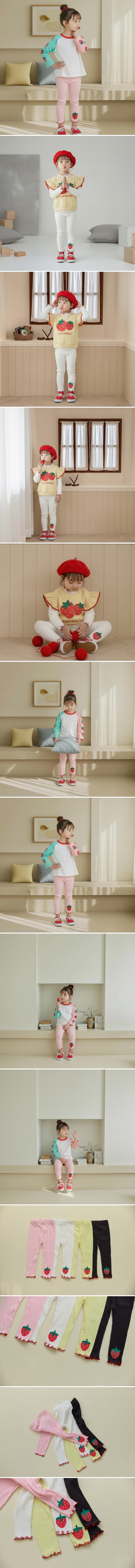 Orange Mom - Korean Children Fashion - #Kfashion4kids - Ribbed Strawberry Leggings