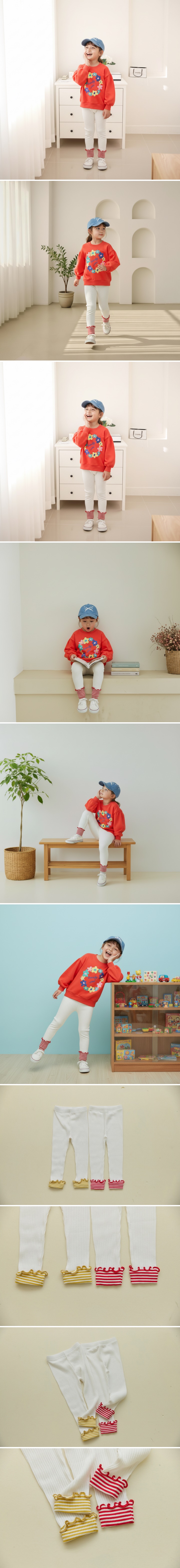Orange Mom - Korean Children Fashion - #kidsstore - Striped Wave Leggings