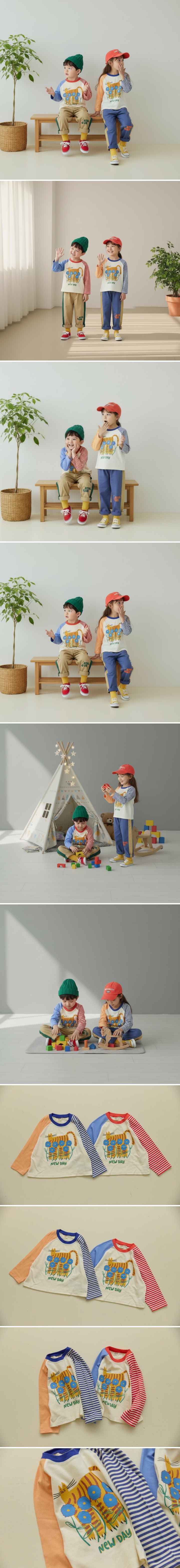Orange Mom - Korean Children Fashion - #littlefashionista - Floral Cat Tee