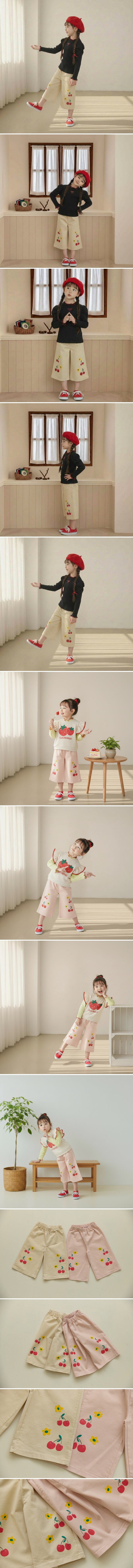 Orange Mom - Korean Children Fashion - #minifashionista - Cherry Span Wide Pants