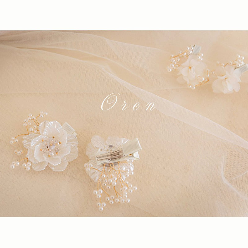 Oren - Korean Baby Fashion - #babyboutique - Arin Pearl Flower Hair Pin Set (set of 2)