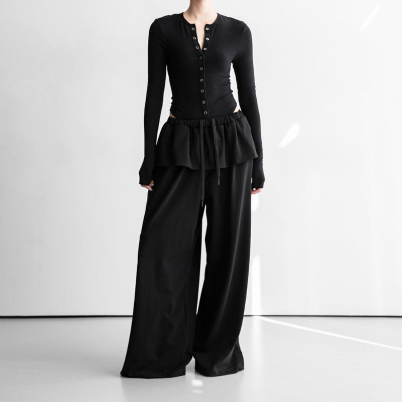 Paper Moon - Korean Women Fashion - #momslook - Ring Snap Button Detail Bodysuit