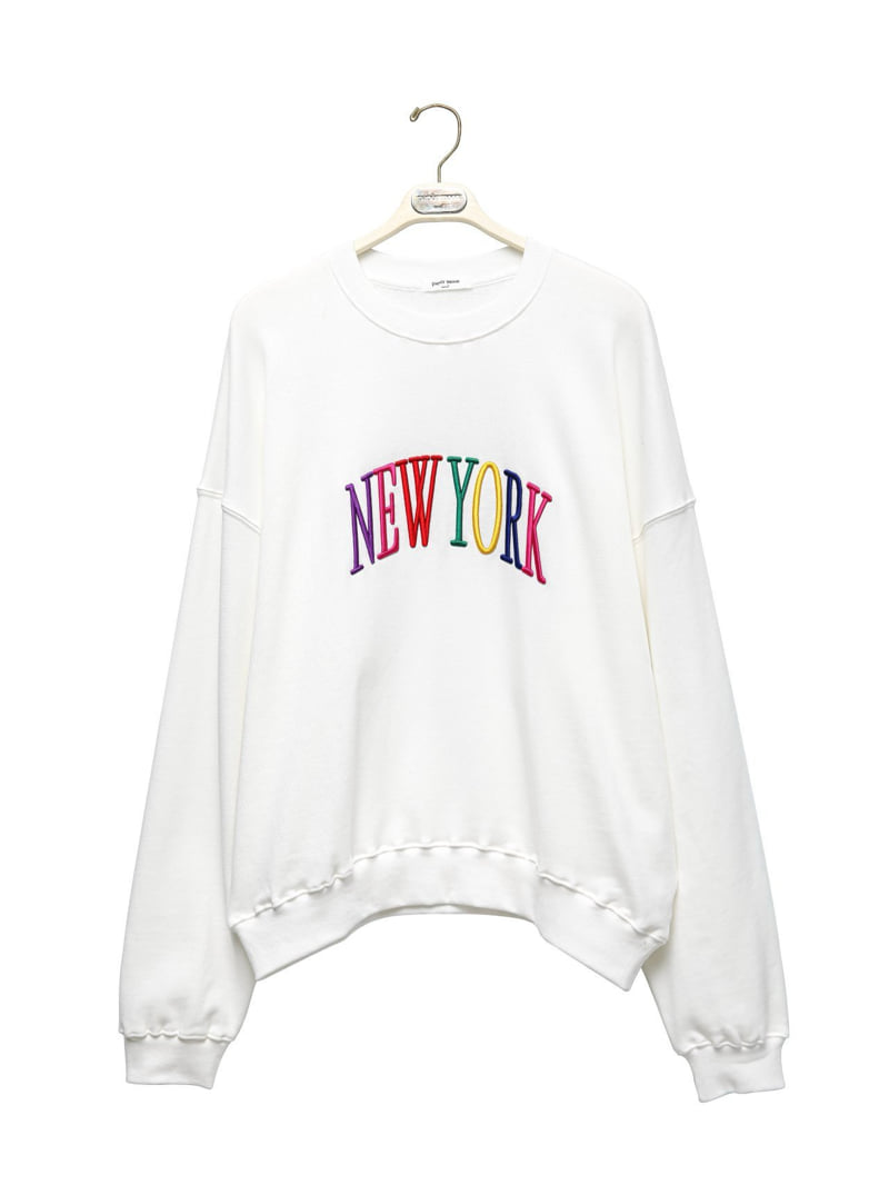 Paper Moon - Korean Women Fashion - #momslook - Oversized Rainbow New York Stitch Detail Sweatshirts - 12