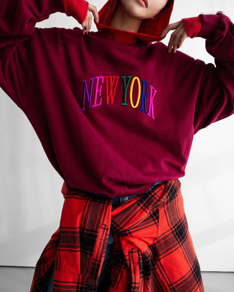 Paper Moon - Korean Women Fashion - #momslook - Oversized Rainbow New York Stitch Detail Sweatshirts - 6