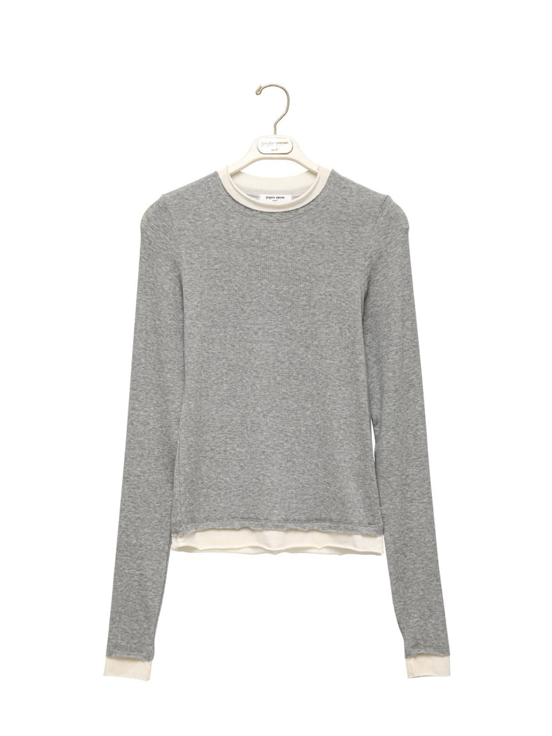 Paper Moon - Korean Women Fashion - #momslook - Layered Detail Ribbed Long Sleeved Tee - 3