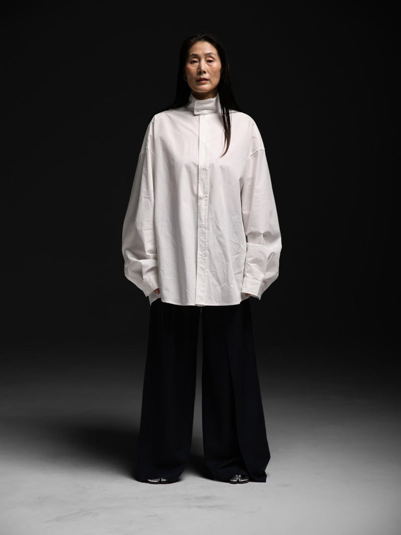 Paper Moon - Korean Women Fashion - #momslook - Oversized Cotton Baracuta Neck Button Down Shirt - 2