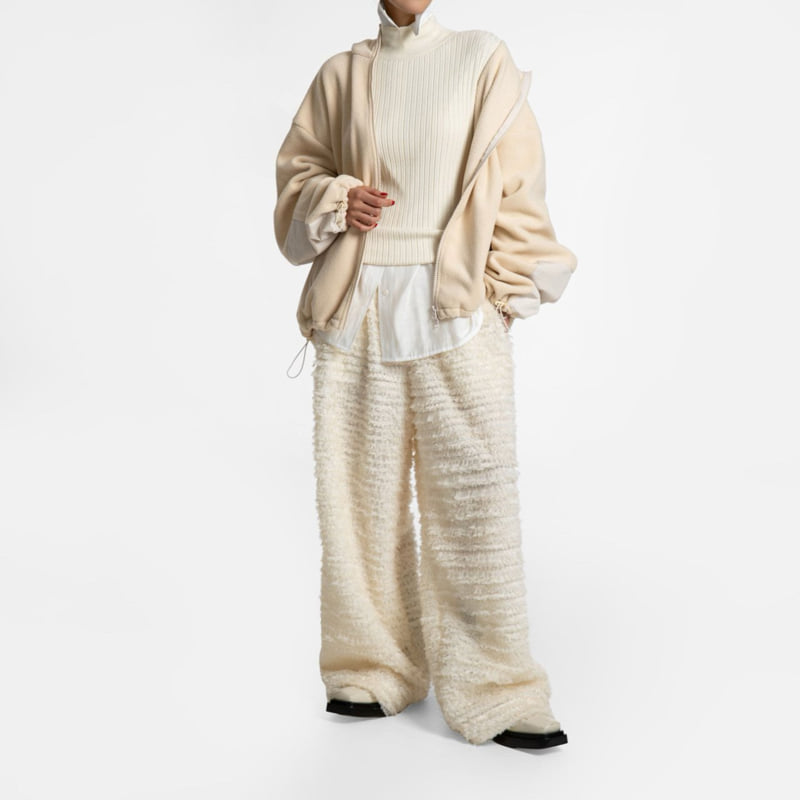 Paper Moon - Korean Women Fashion - #momslook - Classic Fleece Fabric Combi Hoodie Zipped-up Jacket - 10