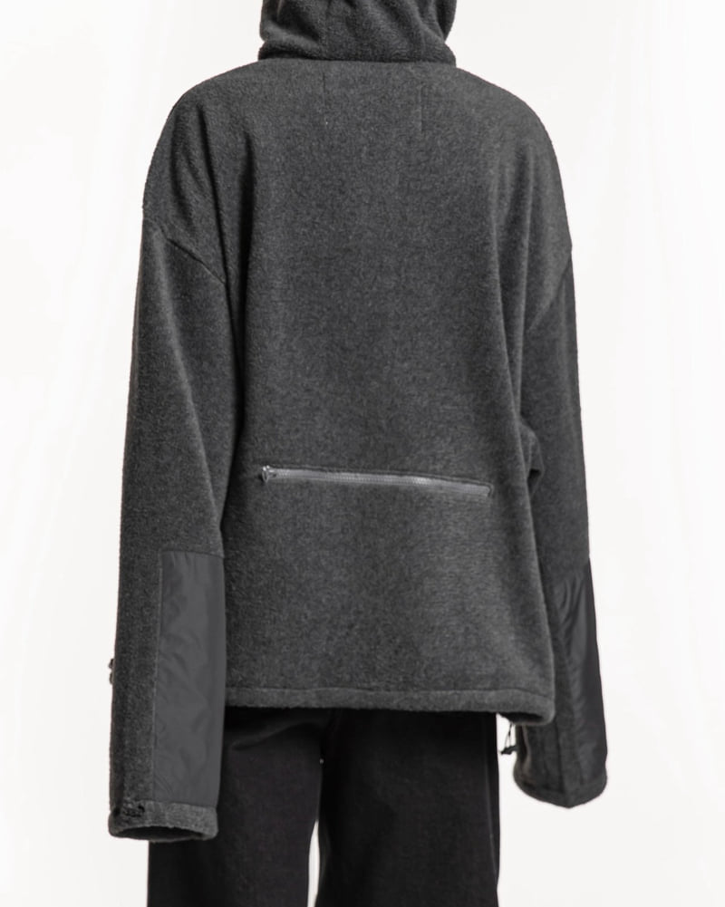 Paper Moon - Korean Women Fashion - #momslook - Classic Fleece Fabric Combi Hoodie Zipped-up Jacket - 2