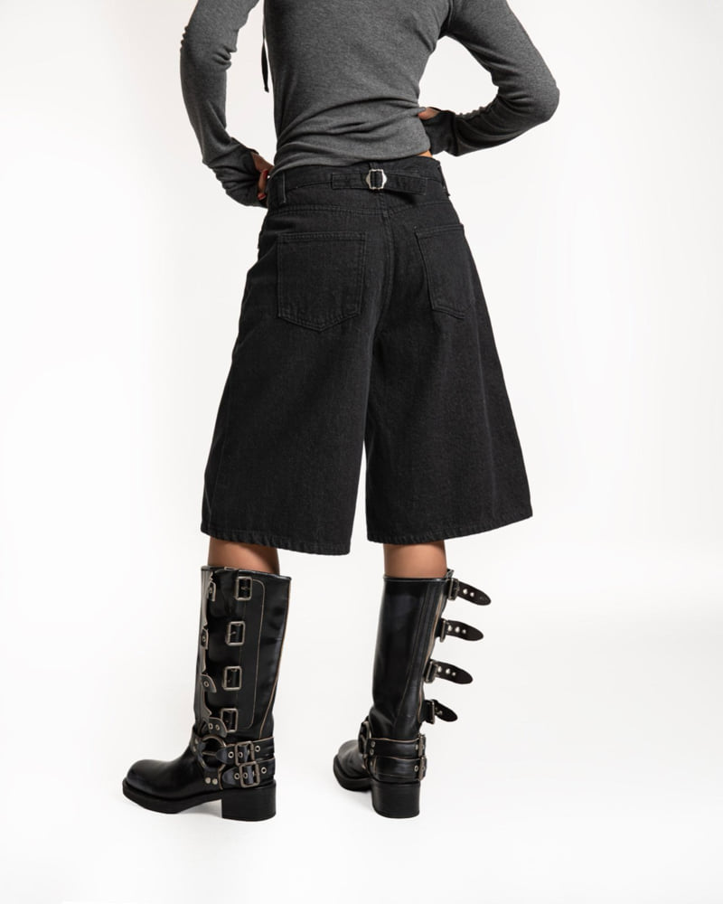 Paper Moon - Korean Women Fashion - #momslook - Classic Washed Wide Bermuda Pants - 5