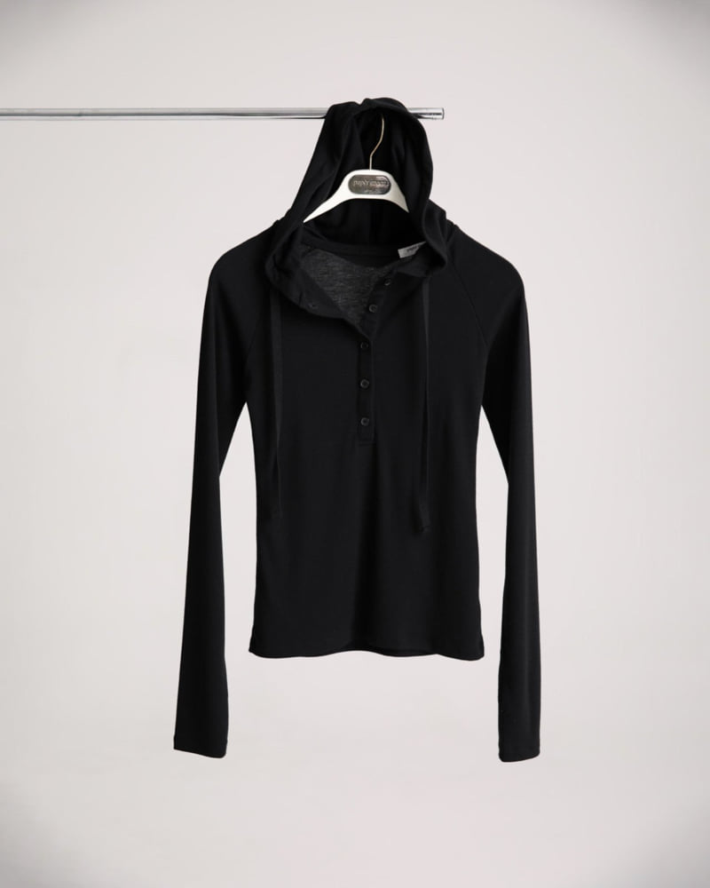 Paper Moon - Korean Women Fashion - #momslook - Finger Hall Sleeved Button Point Jersey Hoodie - 10