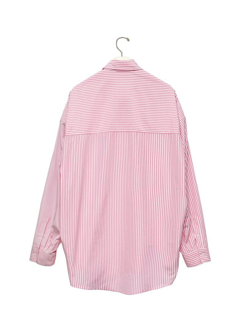 Paper Moon - Korean Women Fashion - #momslook - Oversized Striped Combi Button Down Shirt - 7