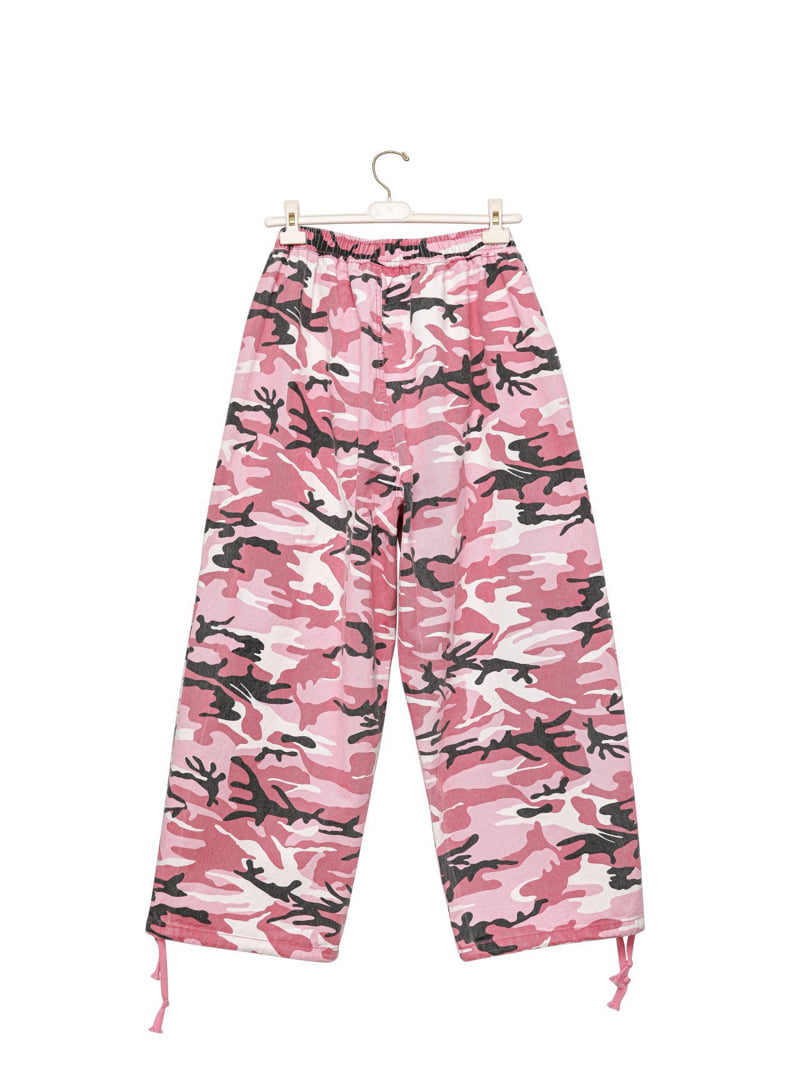 Paper Moon - Korean Women Fashion - #momslook - Camouflage Cotton Banded Maxi Wide Trousers - 5