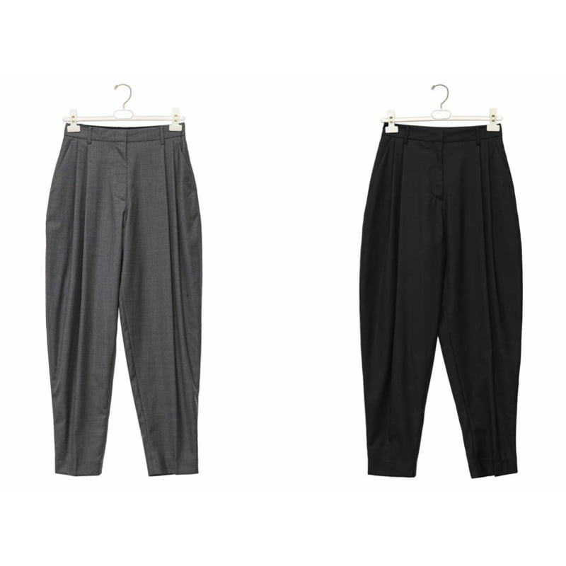 Paper Moon - Korean Women Fashion - #momslook - Double Pintuck Wool Baggy Slacks