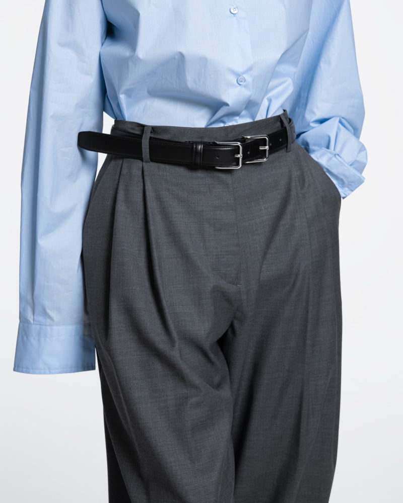 Paper Moon - Korean Women Fashion - #momslook - Double Pintuck Wool Baggy Slacks - 6