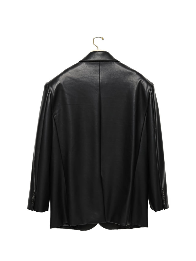 Paper Moon - Korean Women Fashion - #momslook - Oversized Shiny Leather Three Button Blazer - 6
