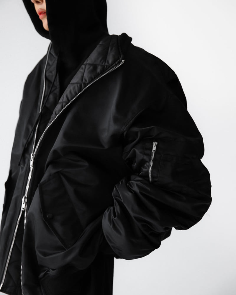 Paper Moon - Korean Women Fashion - #momslook - Super Oversized Two Way Zipper MA-1 Bomber Jacket - 10