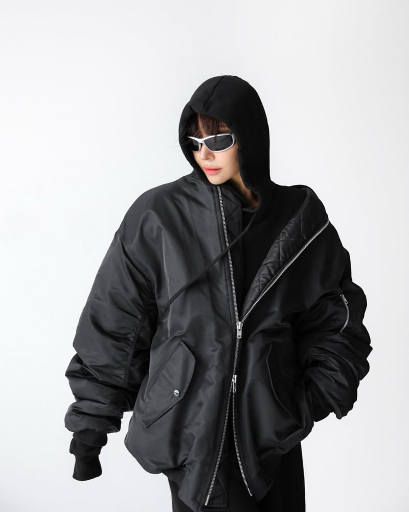 Paper Moon - Korean Women Fashion - #momslook - Super Oversized Two Way Zipper MA-1 Bomber Jacket - 8