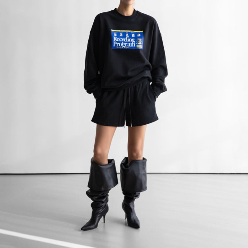 Paper Moon - Korean Women Fashion - #momslook - Recycling Film Print Sweatshirts - 10