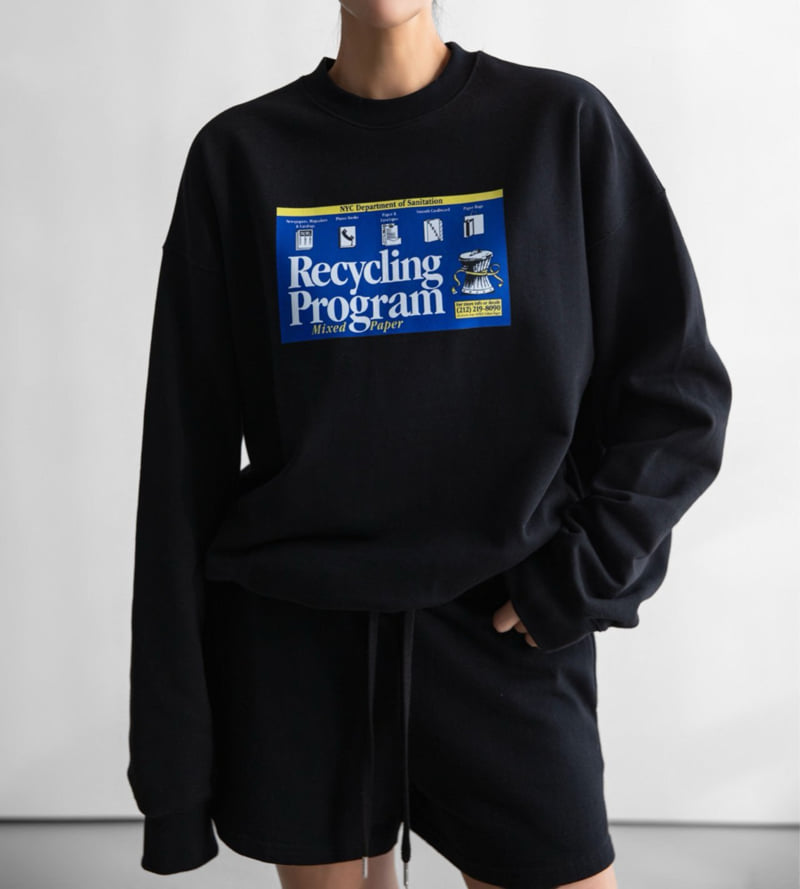 Paper Moon - Korean Women Fashion - #momslook - Recycling Film Print Sweatshirts - 12