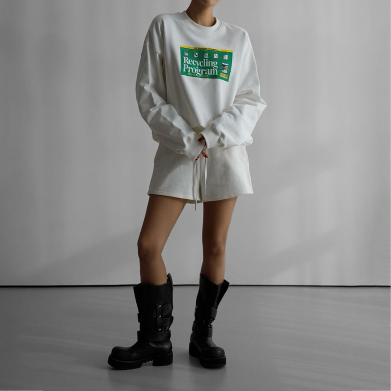 Paper Moon - Korean Women Fashion - #womensfashion - Recycling Film Print Sweatshirts - 4