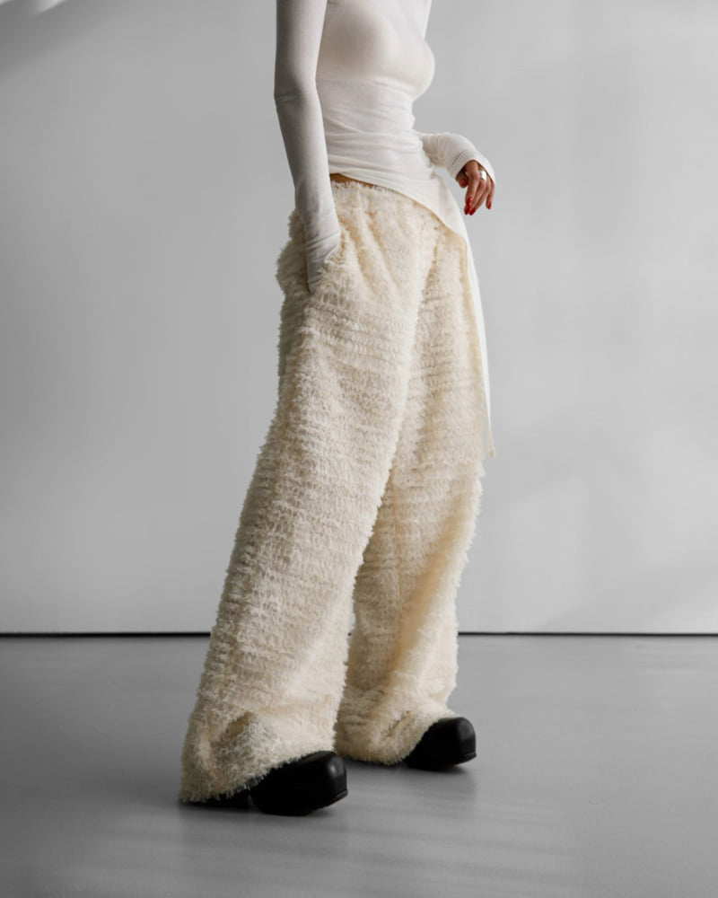 Paper Moon - Korean Women Fashion - #momslook - Lux Feather Lace Detail Wide Trousers - 8